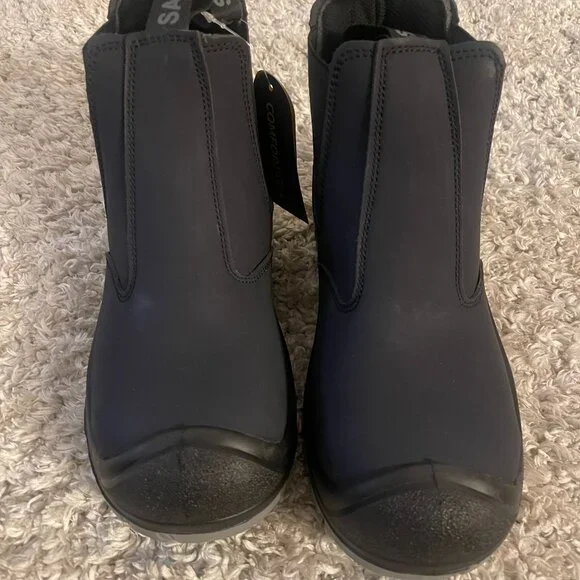 TAERDUN Safety Chelsea Work Boots Men’s 7.5 Black Slip/Oil Resistant Steel-Toe - Picture 5 of 8